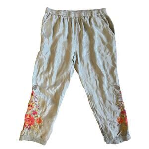 NWT Johnny Was Violette Embroidered Floral Joggers Cupra Size Large